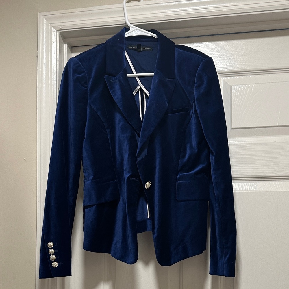 White House Black Market Navy Velvet Blazer